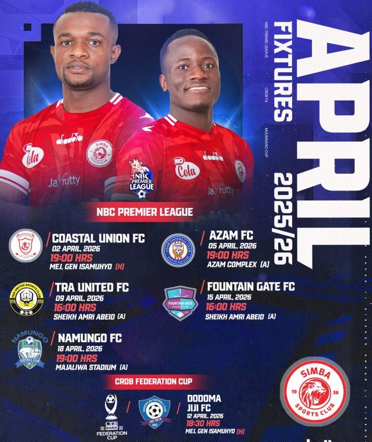 Ratiba ya Simba SC Ligi Kuu Tanzania April 2026